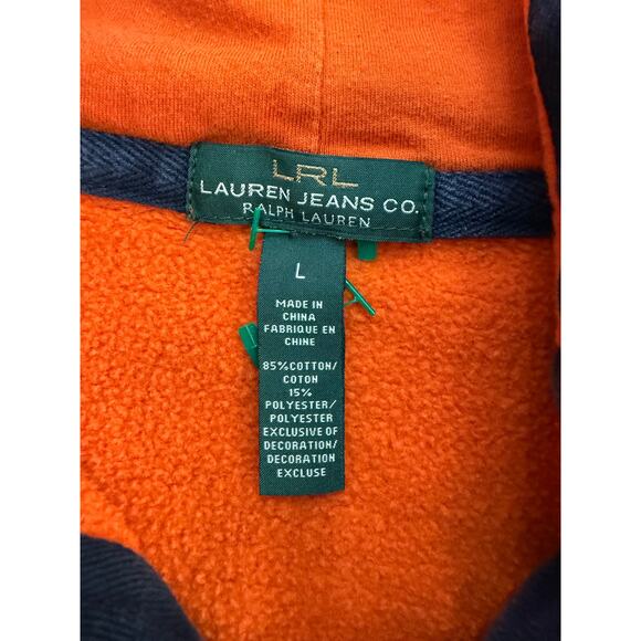 Lauren Ralph Lauren Men's Orange Cotton Blend Full Zip Hoodie Size Large - Picture 3 of 6